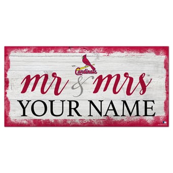 St. Louis Cardinals 6" x 12" Personalized Mr. & Mrs. Script Sign