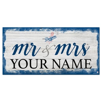 Los Angeles Dodgers 6" x 12" Personalized Mr. & Mrs. Script Sign