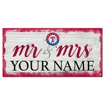 Texas Rangers 6" x 12" Personalized Mr. & Mrs. Script Sign