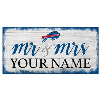 Buffalo Bills 6" x 12" Personalized Mr. & Mrs. Script Sign