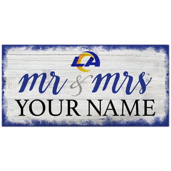 Los Angeles Rams 6" x 12" Personalized Mr. & Mrs. Script Sign