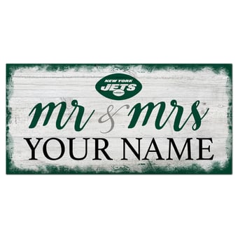New York Jets 6" x 12" Personalized Mr. & Mrs. Script Sign