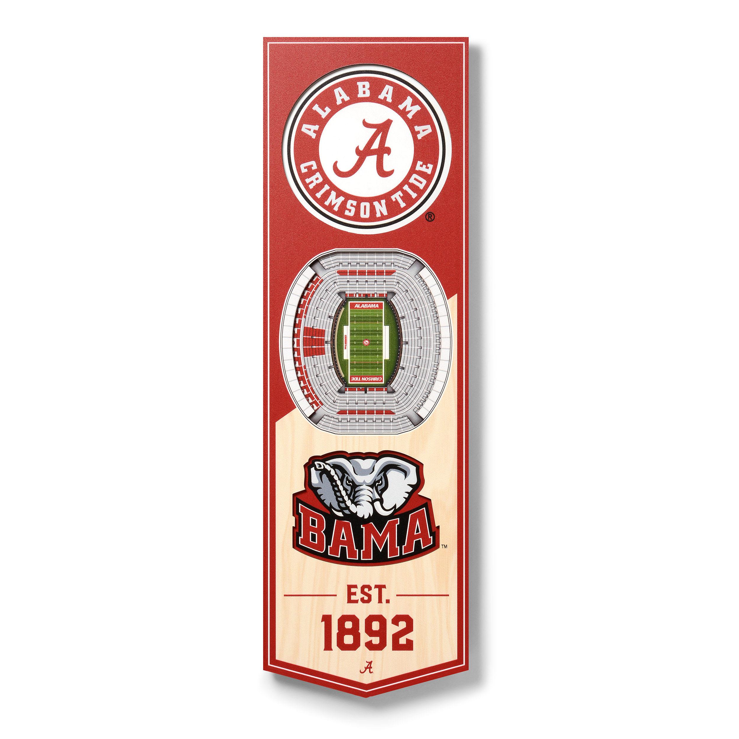 Fanpoint Alabama Crimson Tide 6'' x 19'' 3D StadiumView Banner