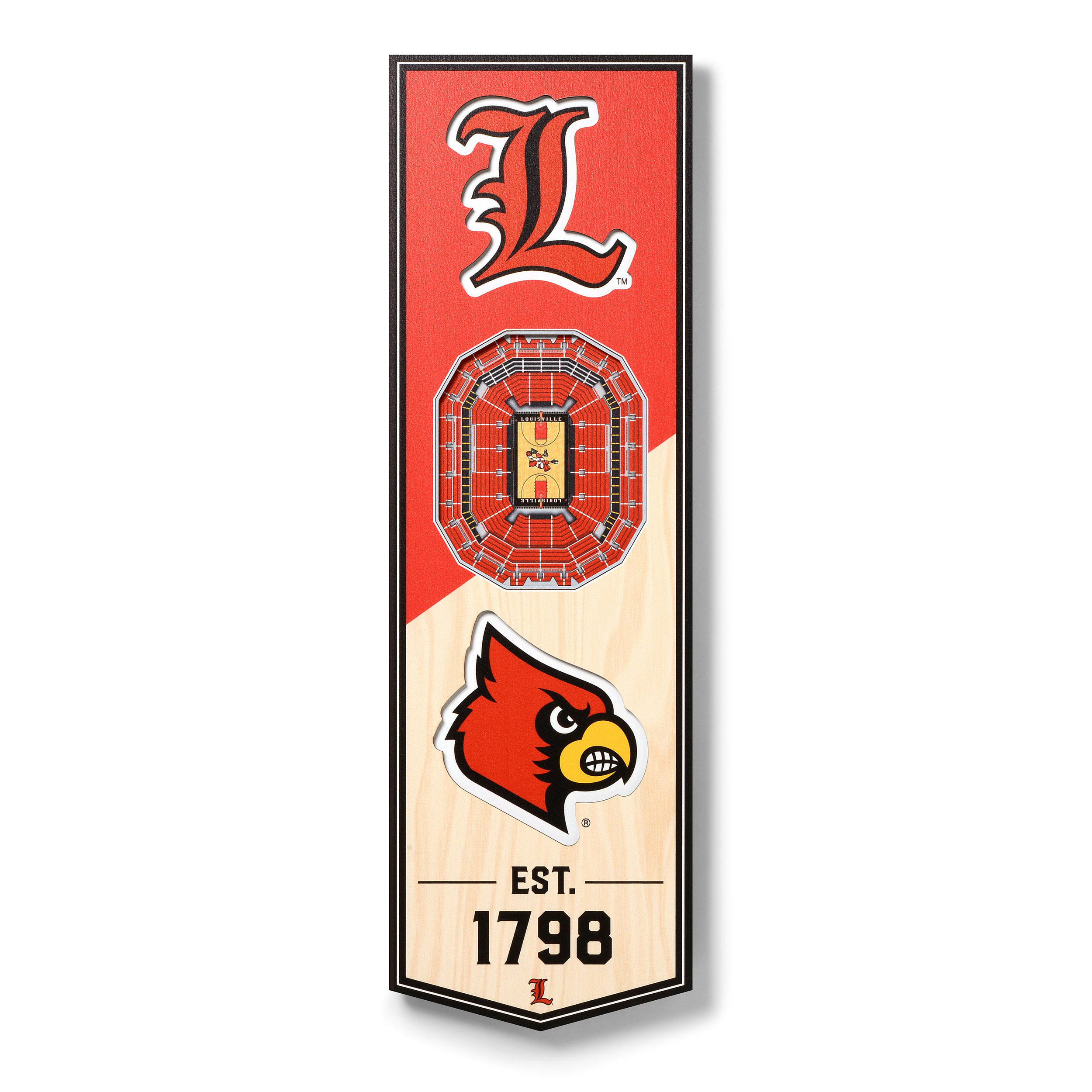 Fanpoint Louisville Cardinals 6'' x 19'' 3D StadiumView Banner