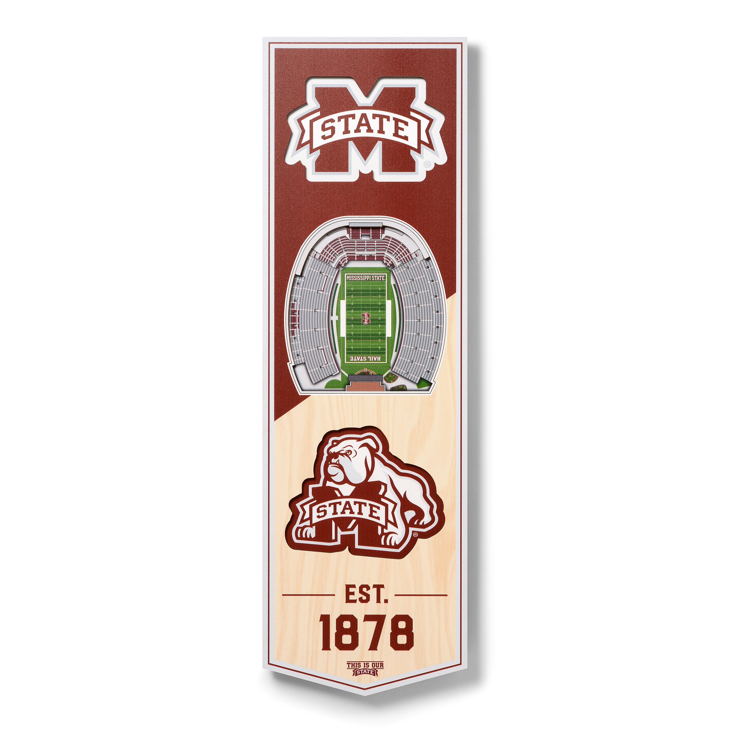 Fanpoint Mississippi State Bulldogs 6'' x 19'' 3D StadiumView Banner