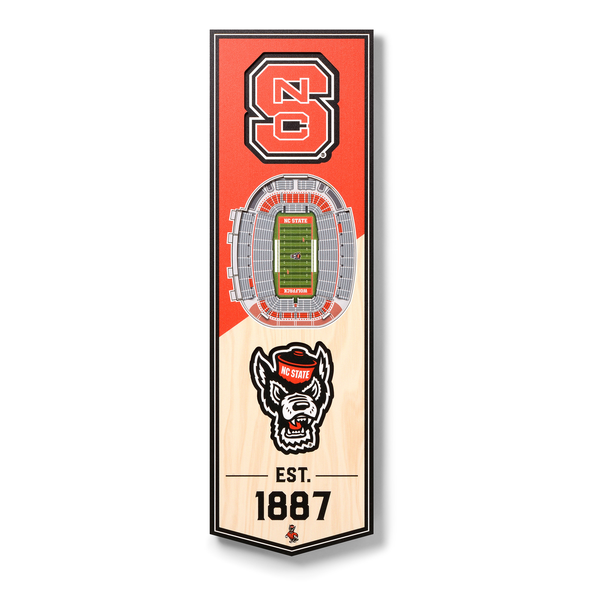 Fanpoint NC State Wolfpack 6'' x 19'' 3D StadiumView Banner