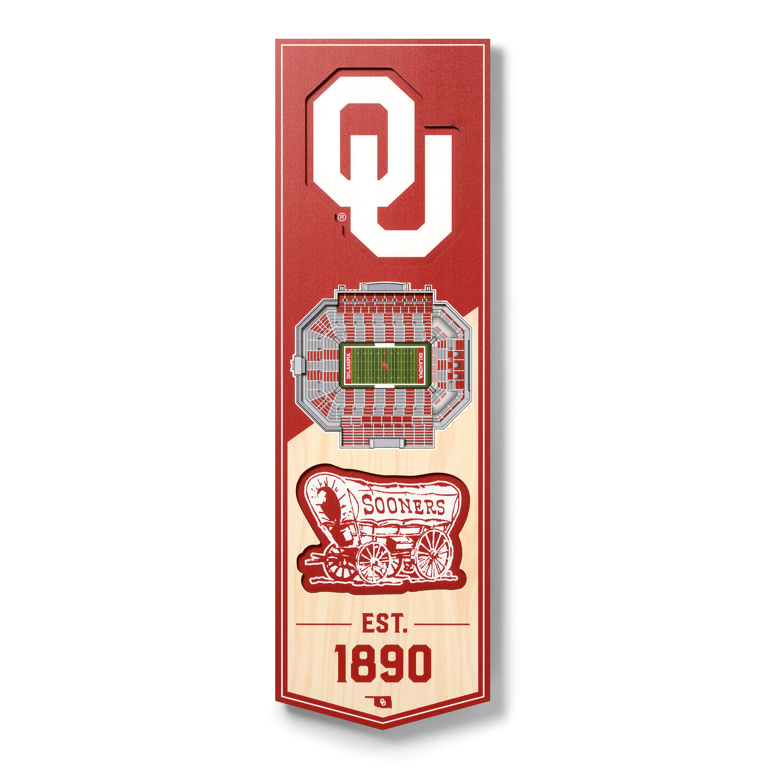 Fanpoint Oklahoma Sooners 6'' x 19'' 3D StadiumView Banner