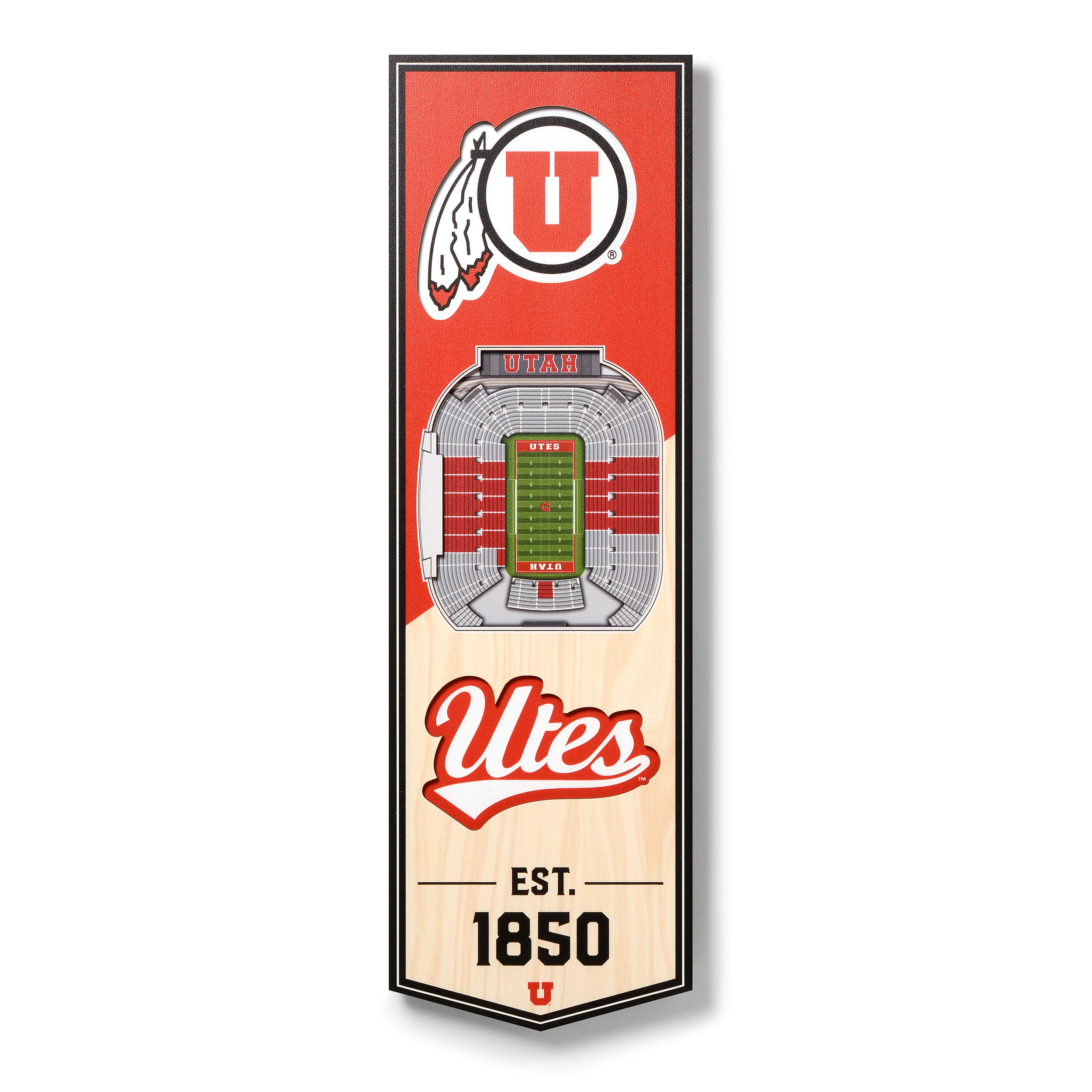 Fanpoint Utah Utes 6'' x 19'' 3D StadiumView Banner