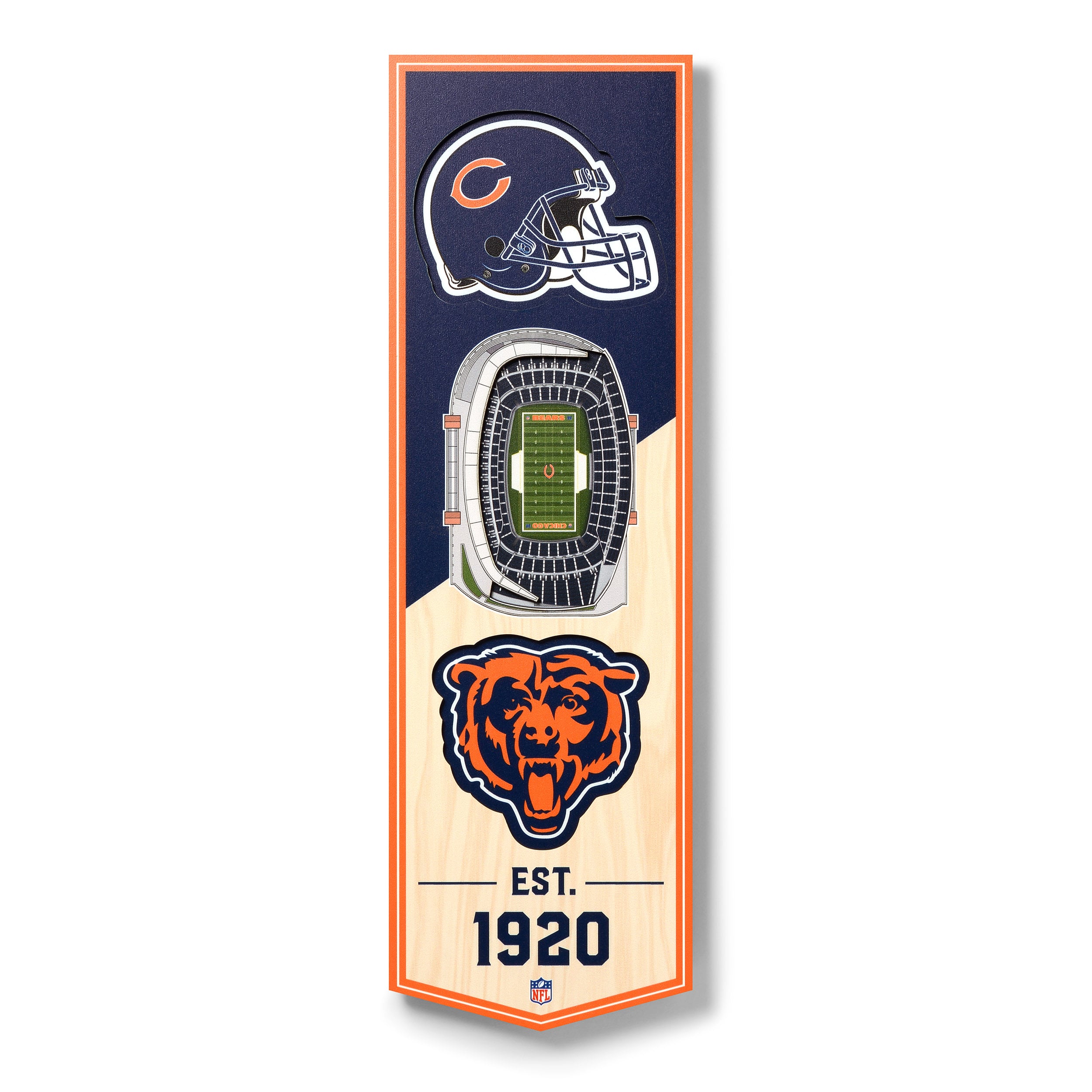 Chicago Bears 6” x 19” 3D StadiumView Banner Chicago Bears 6” x 19” 3D StadiumView Banner