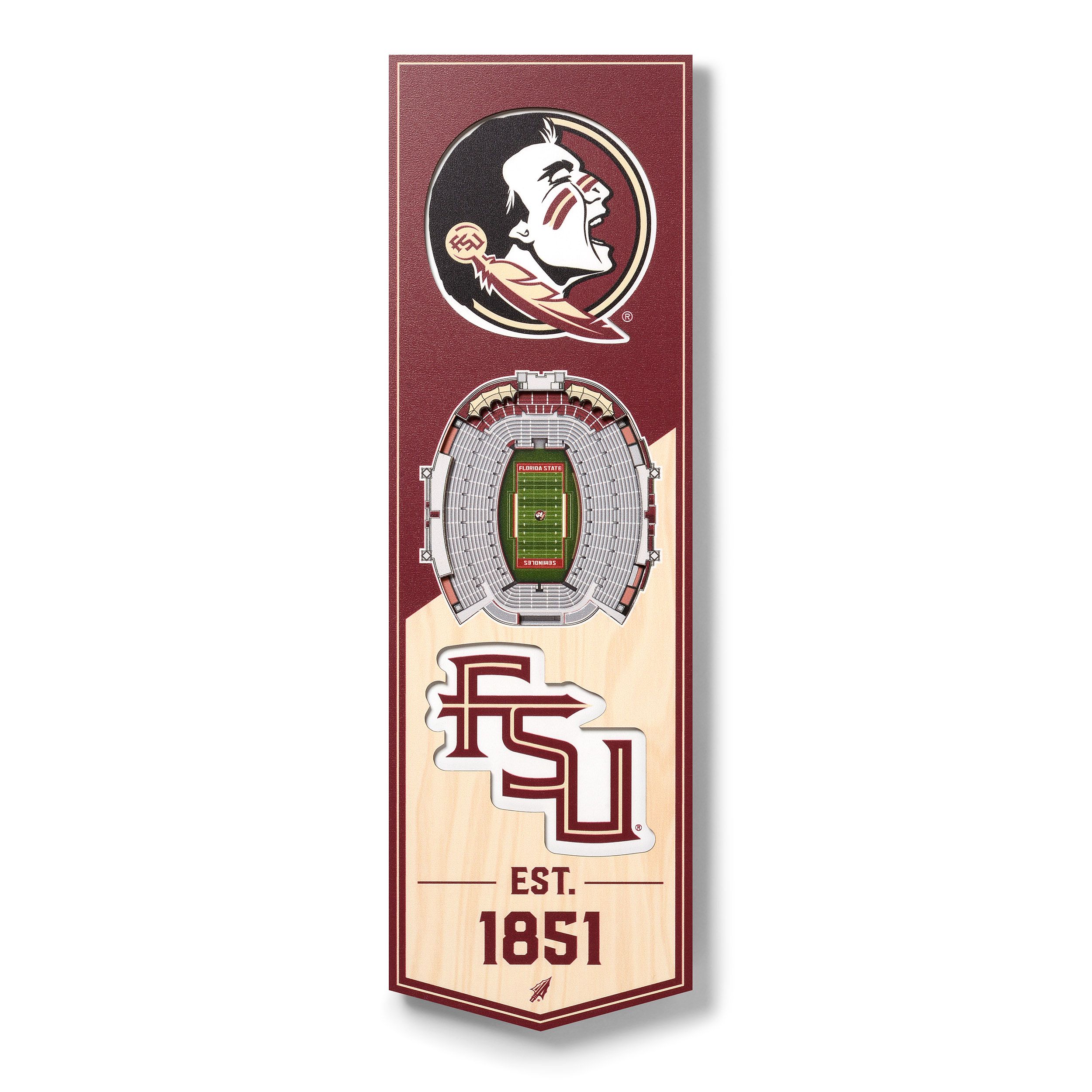 Fanpoint Florida State Seminoles 6'' x 19'' 3D StadiumView Banner