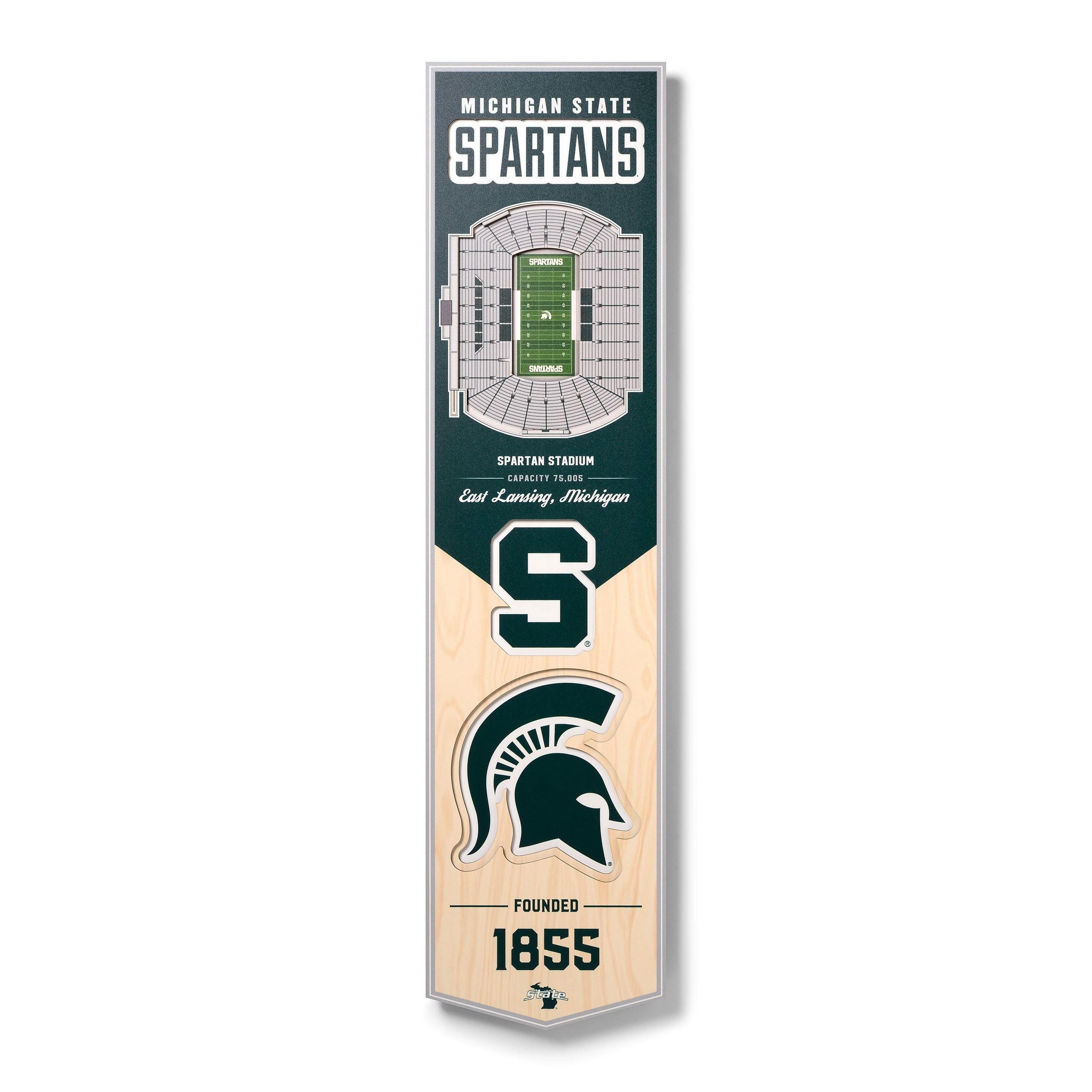 Fanpoint Michigan State Spartans 8'' x 32'' 3D StadiumView Banner