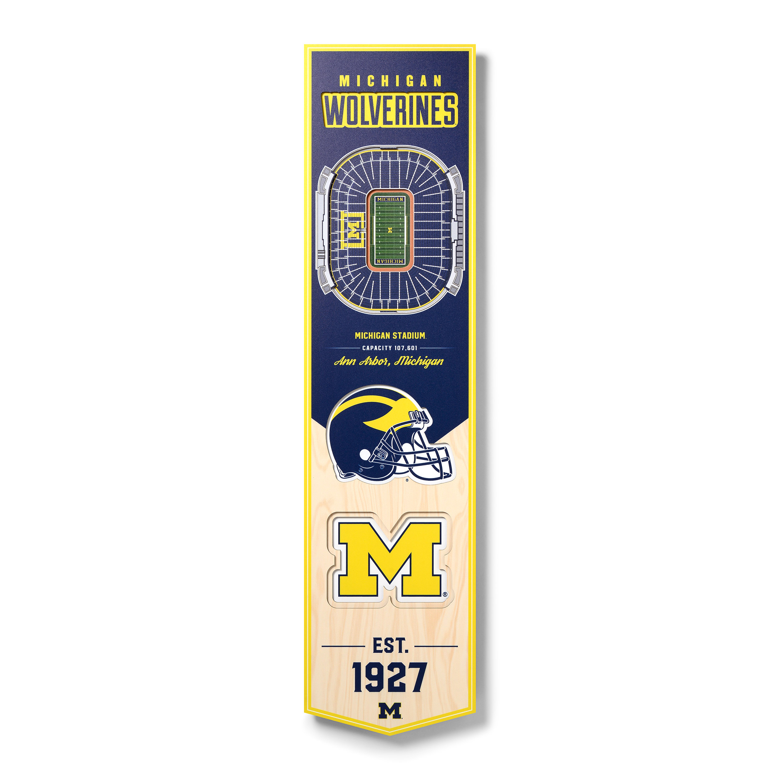 Fanpoint Michigan Wolverines 8'' x 32'' 3D StadiumView Banner