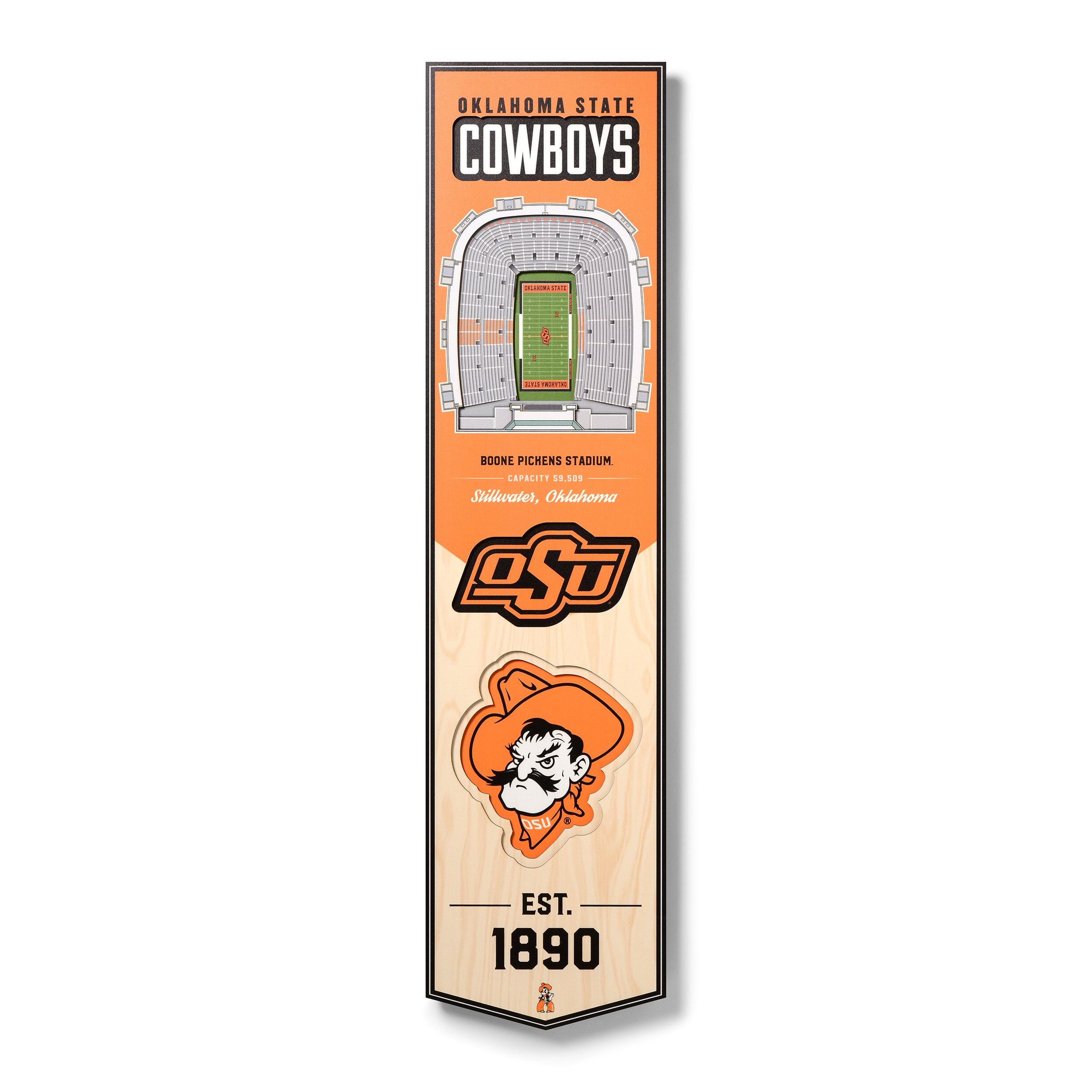 Oklahoma State Cowboys 8'' x 32'' 3D StadiumView Banner