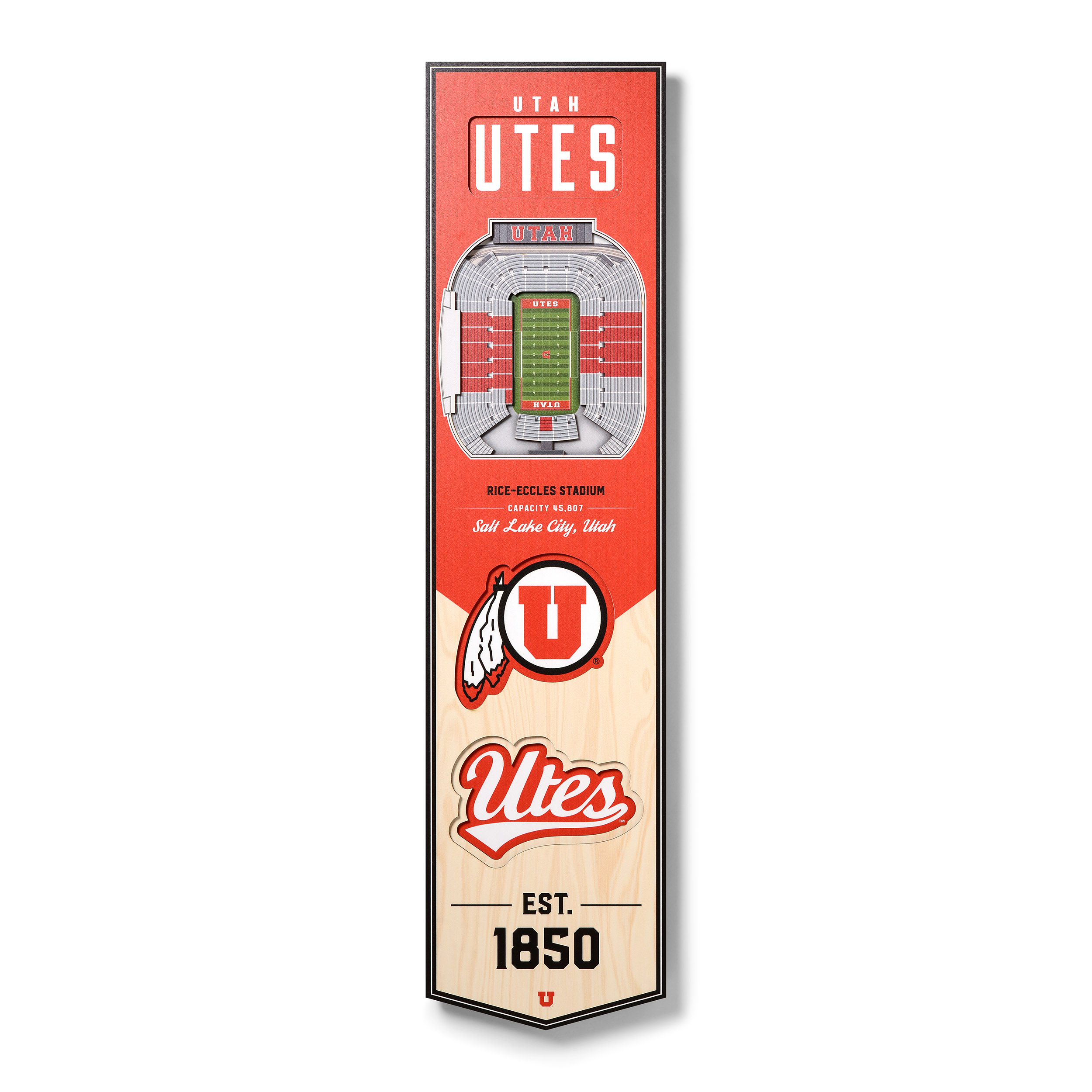 Fanpoint Utah Utes 8'' x 32'' 3D StadiumView Banner