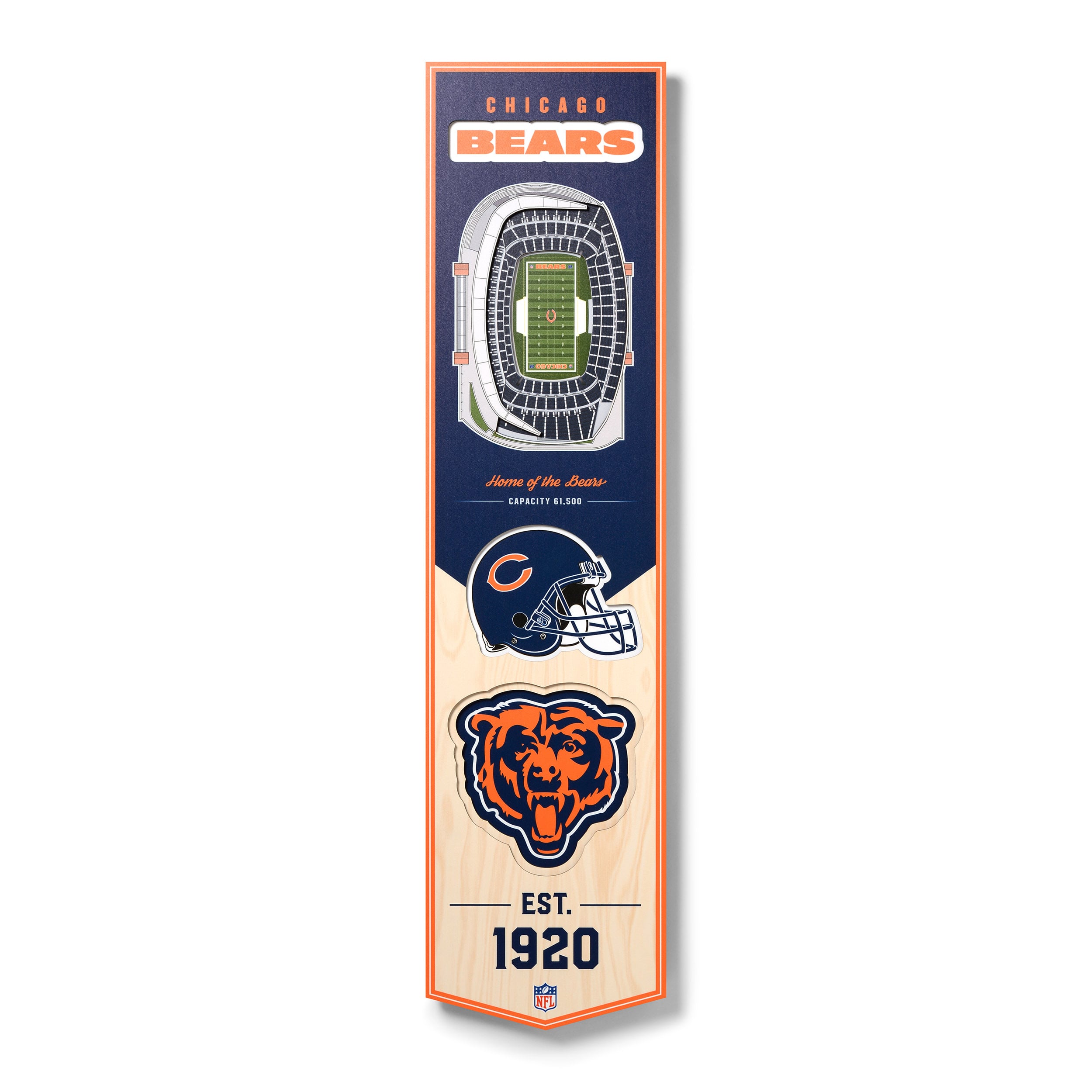 Chicago Bears 8” x 32” 3D StadiumView Banner Chicago Bears 8” x 32” 3D StadiumView Banner
