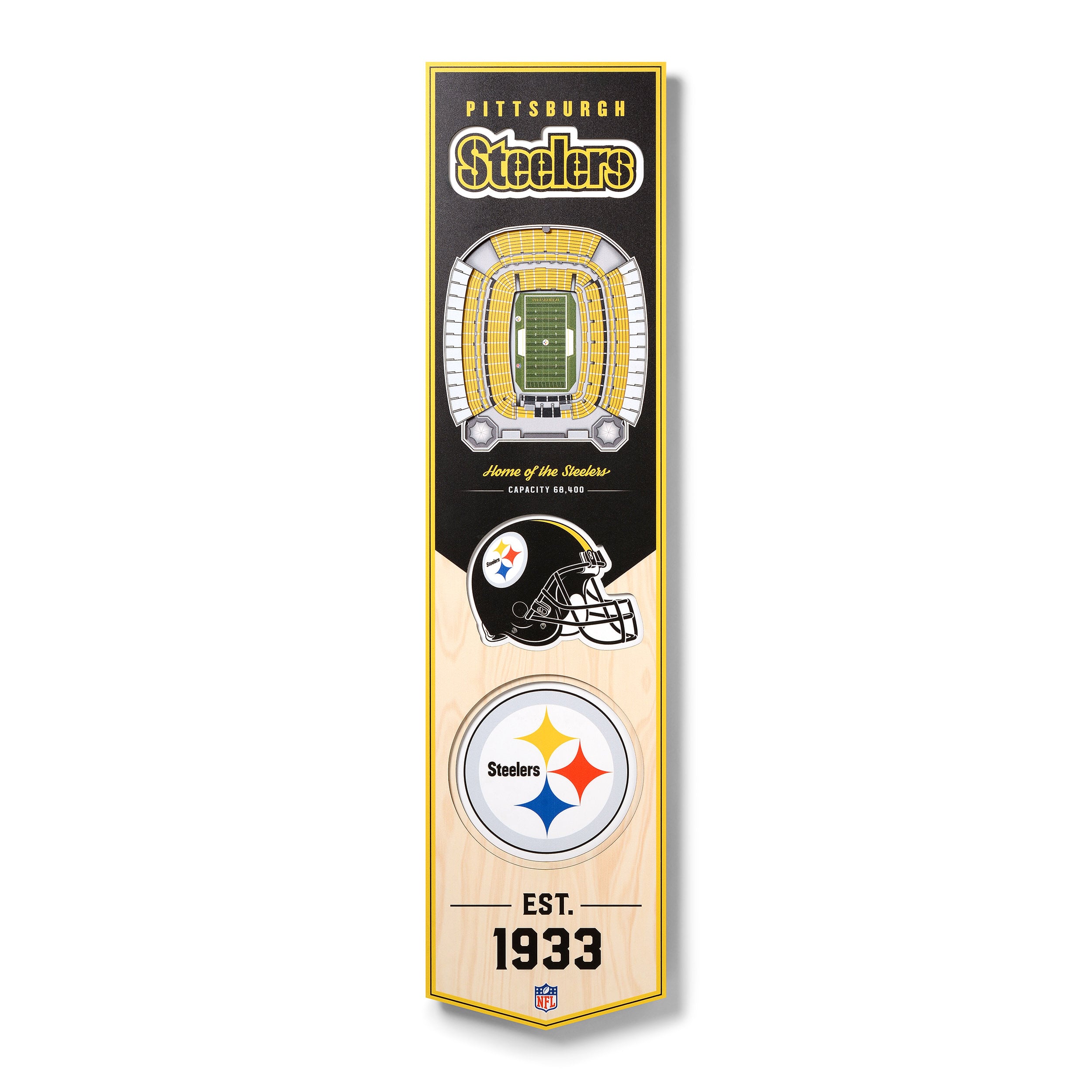 Pittsburgh Steelers 8” x 32” 3D StadiumView Banner Pittsburgh Steelers 8” x 32” 3D StadiumView Banner