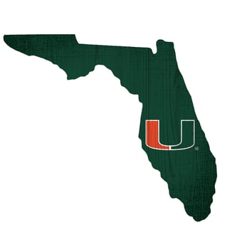 Miami Hurricanes 12" Logo State Sign