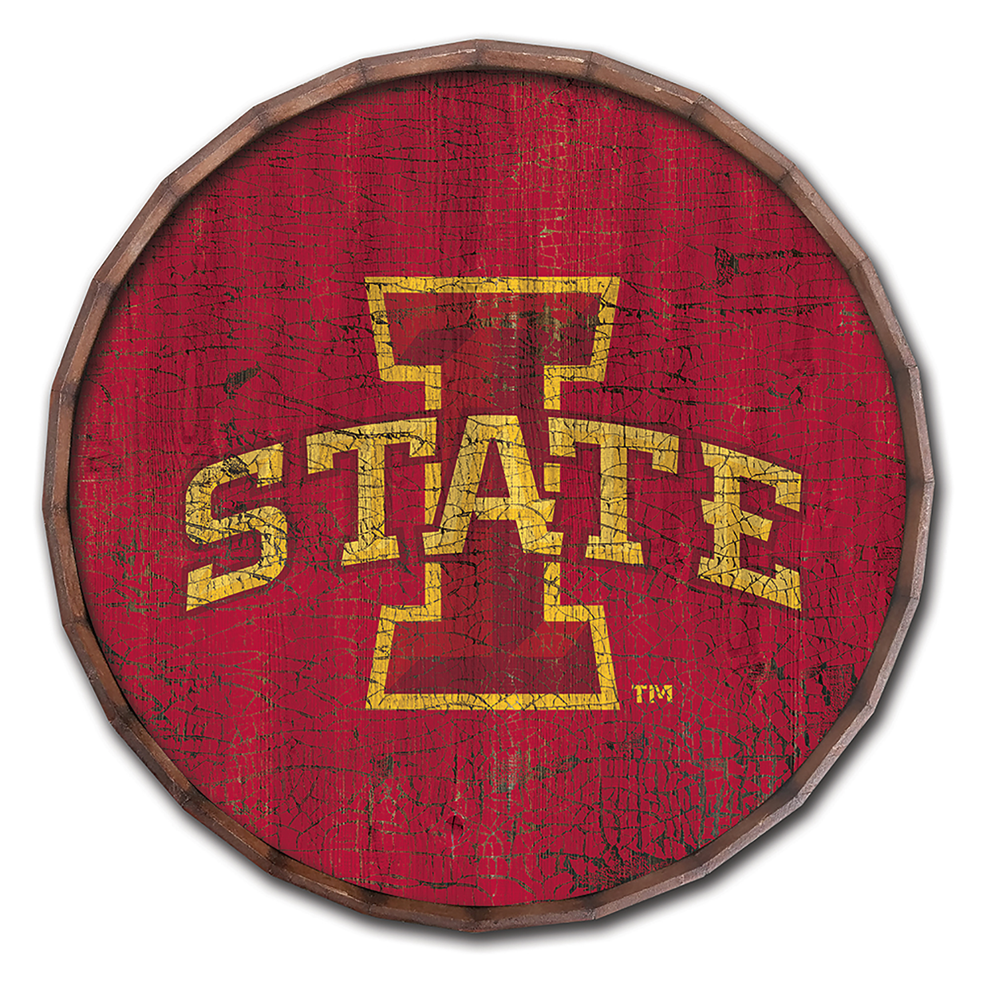 Iowa State Cyclones 24" Cracked Color Barrel Top Sign