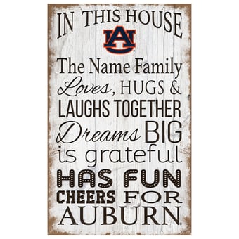 Auburn Tigers Personalized 11" x 19" In This House Sign