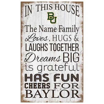 Baylor Bears Personalized 11" x 19" In This House Sign