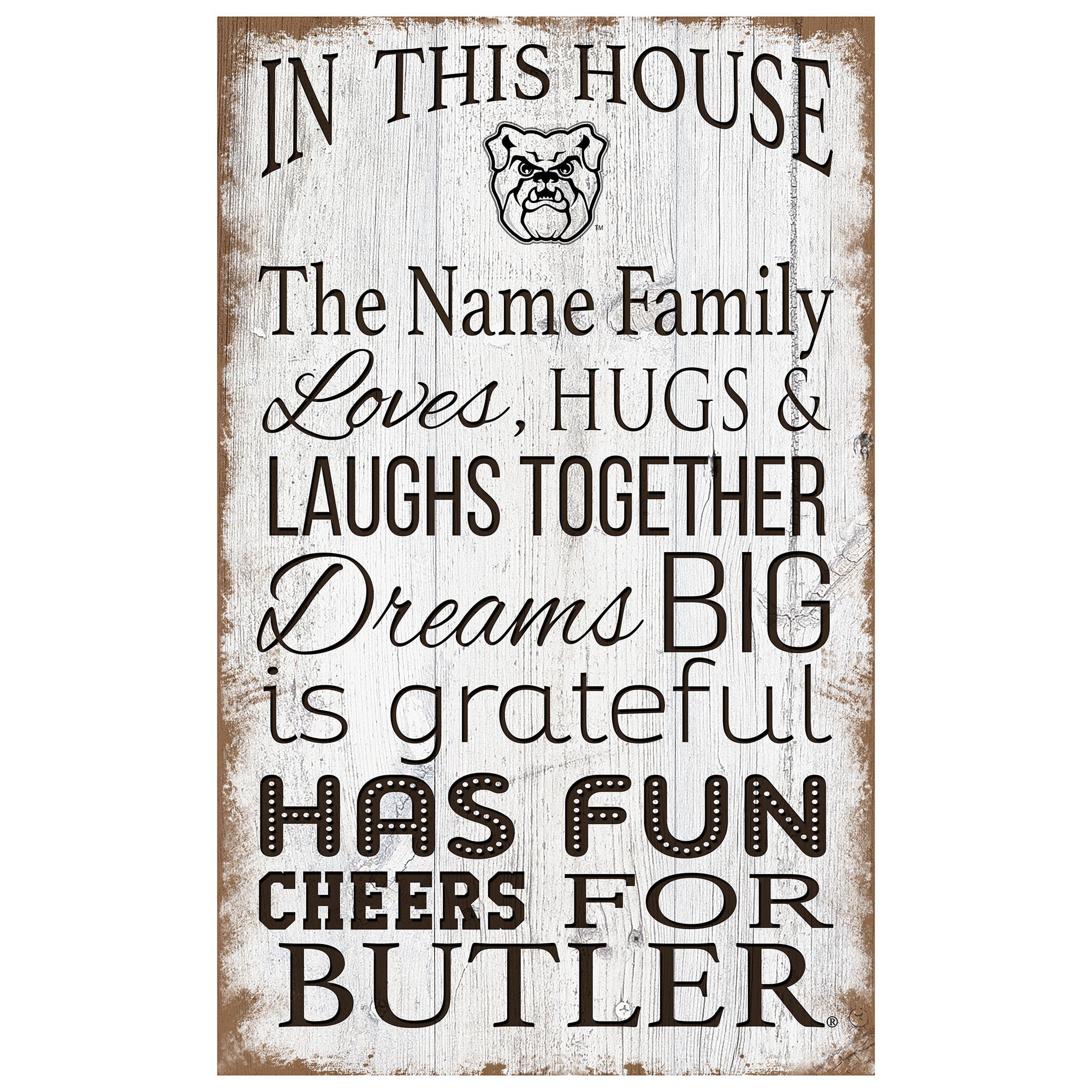 Butler Bulldogs Personalized 11" x 19" In This House Sign