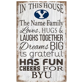 BYU Cougars Personalized 11" x 19" In This House Sign