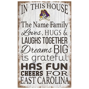 ECU Pirates Personalized 11" x 19" In This House Sign