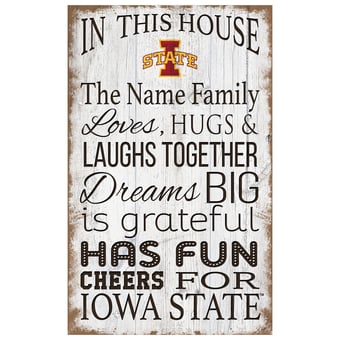 Iowa State Cyclones Personalized 11" x 19" In This House Sign