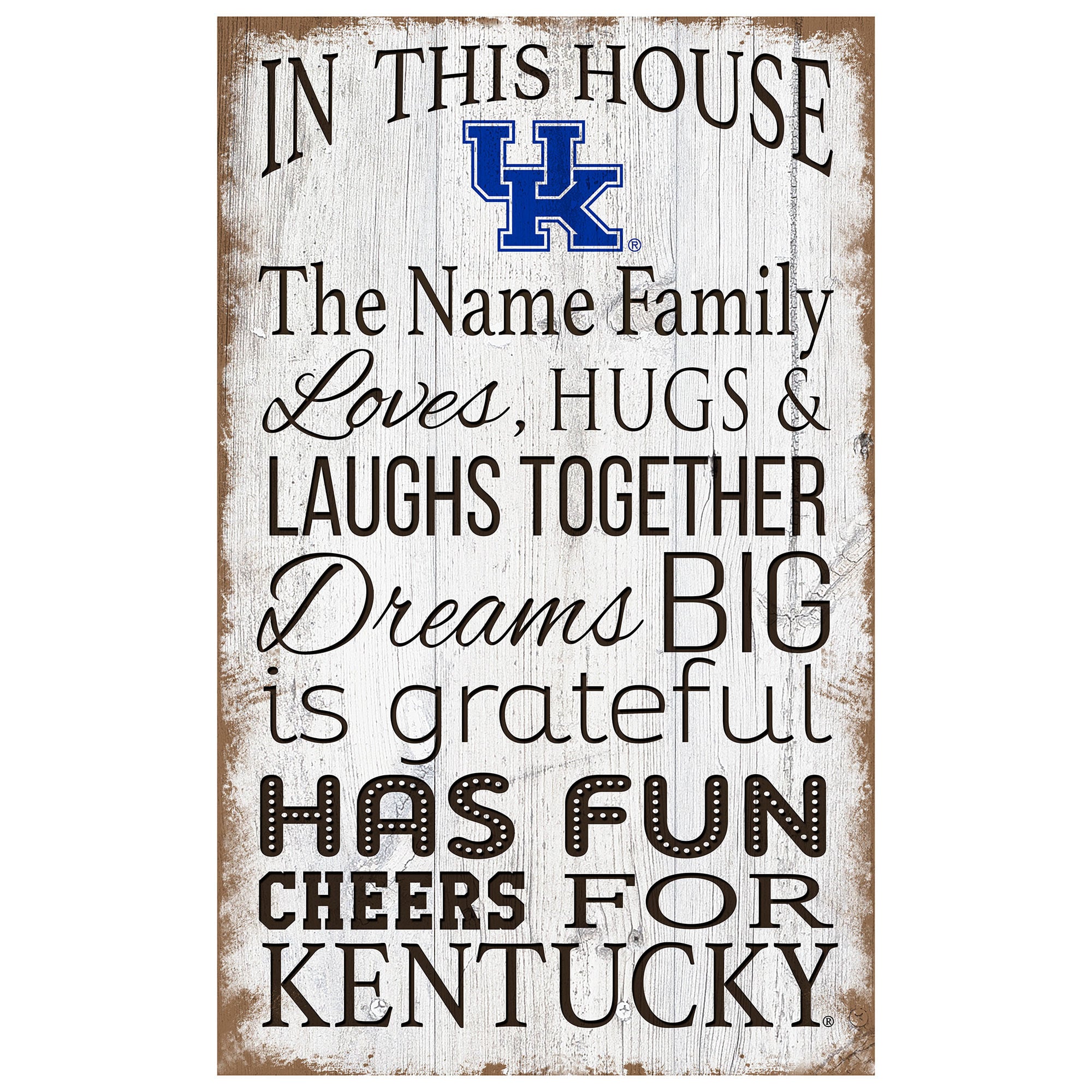 Kentucky Wildcats Personalized 11" x 19" In This House Sign