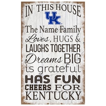 Kentucky Wildcats Personalized 11" x 19" In This House Sign