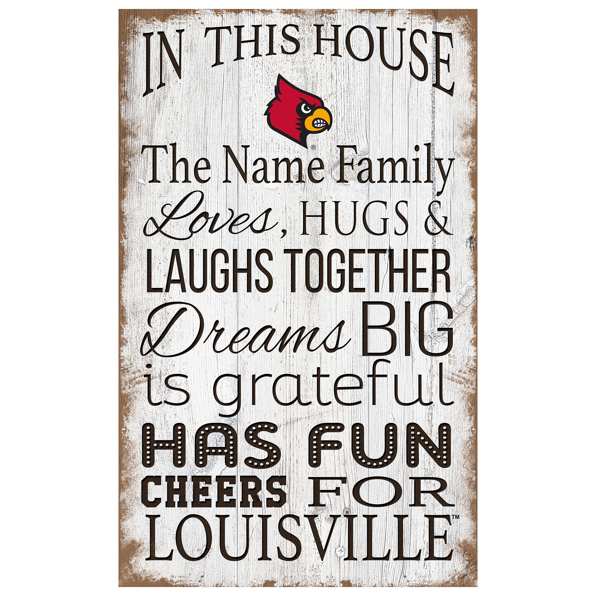 Louisville Cardinals Personalized 11" x 19" In This House Sign