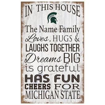 Michigan State Spartans Personalized 11" x 19" In This House Sign