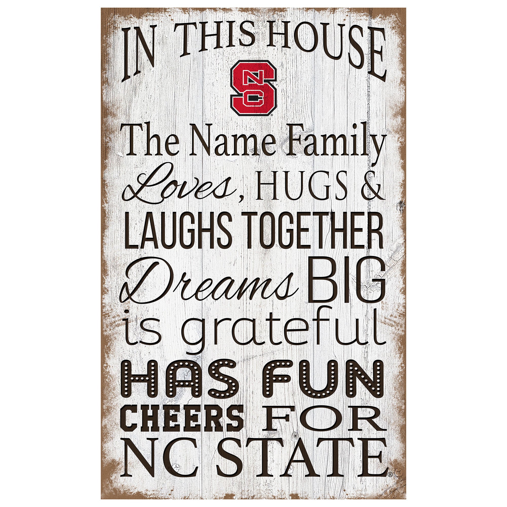 NC State Wolfpack Personalized 11" x 19" In This House Sign