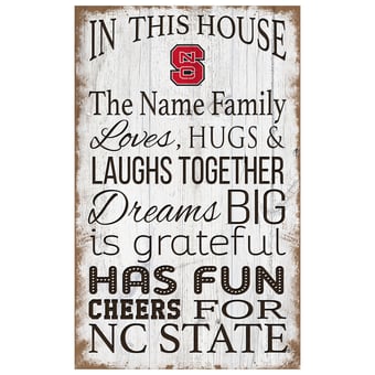 NC State Wolfpack Personalized 11" x 19" In This House Sign