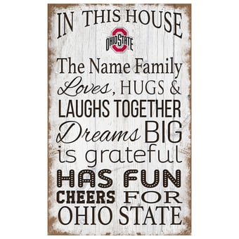 Ohio State Buckeyes Personalized 11" x 19" In This House Sign