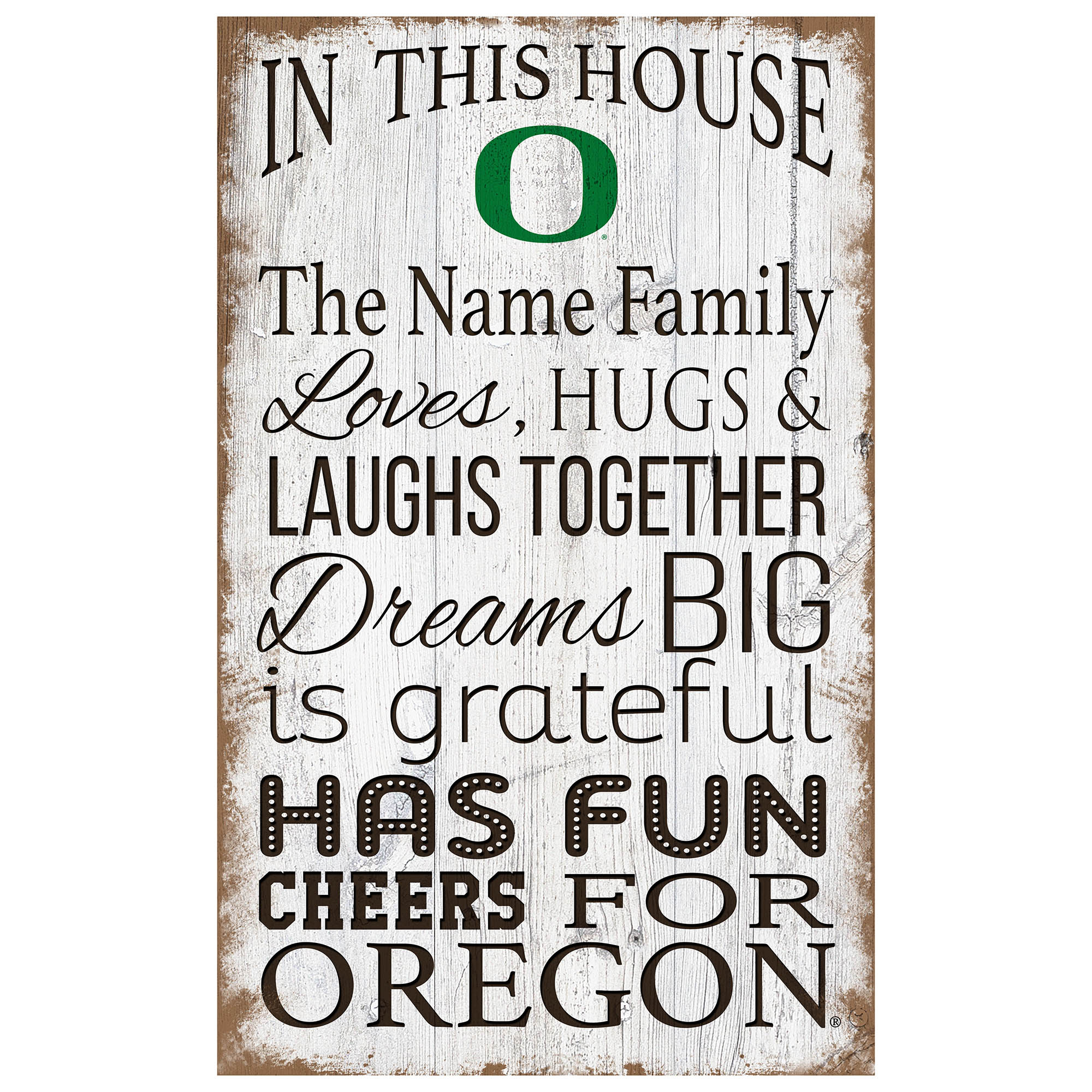 Oregon Ducks Personalized 11" x 19" In This House Sign