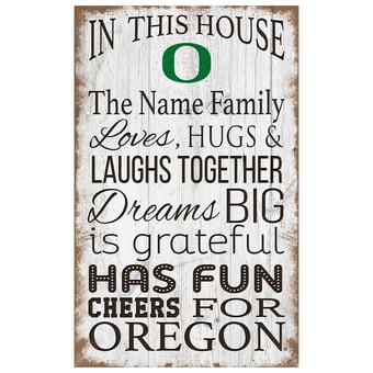 Oregon Ducks Personalized 11" x 19" In This House Sign