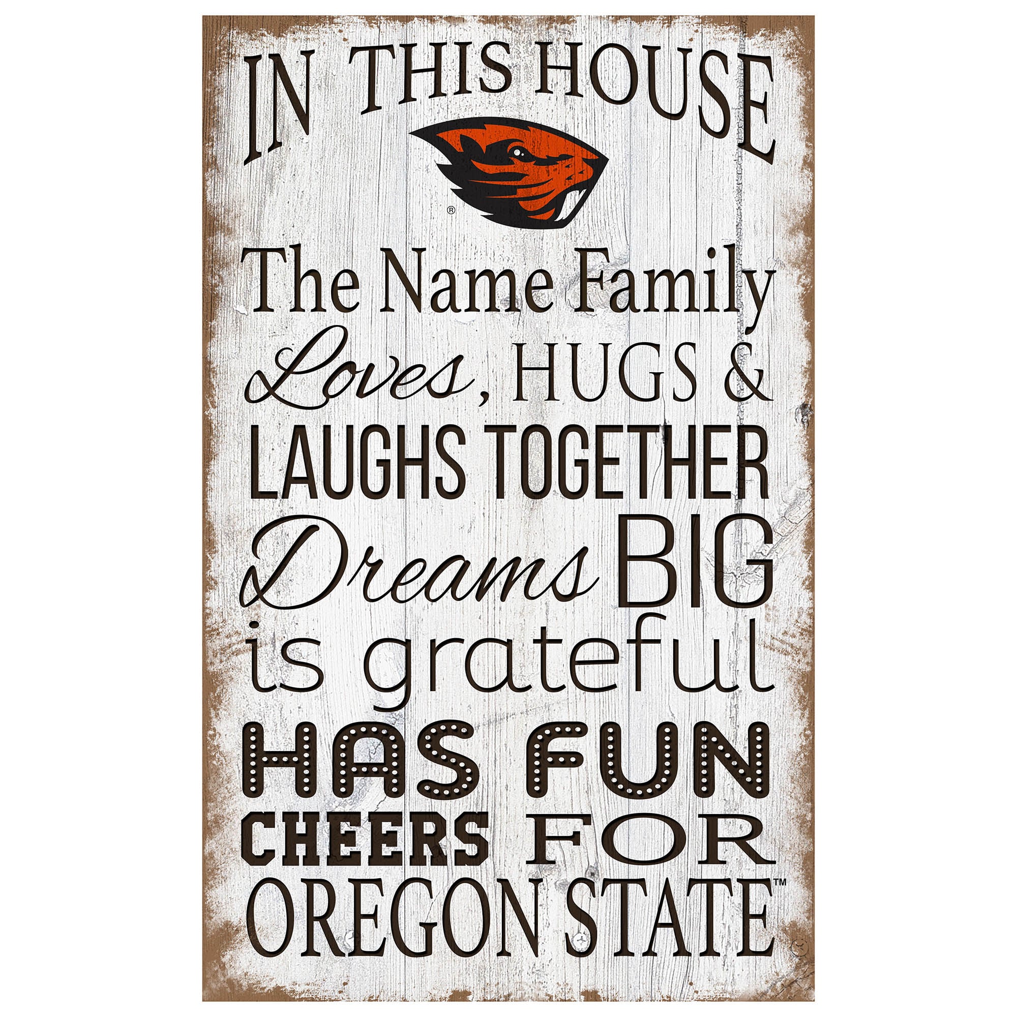 Oregon State Beavers Personalized 11" x 19" In This House Sign