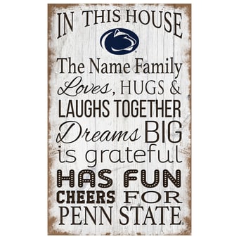 Penn State Nittany Lions Personalized 11" x 19" In This House Sign