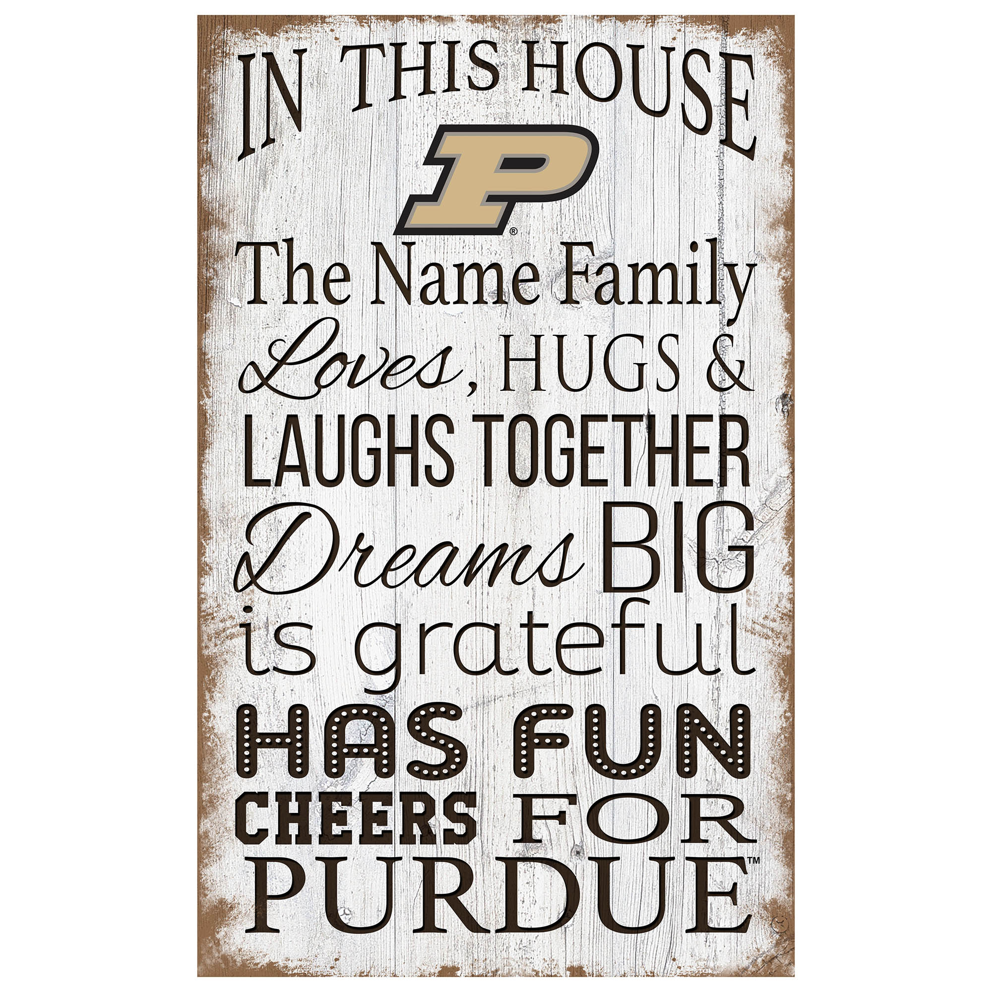 Purdue Boilermakers Personalized 11" x 19" In This House Sign