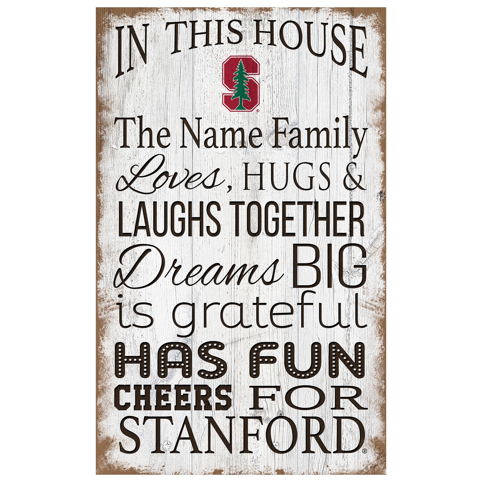 Stanford Cardinal Personalized 11" x 19" In This House Sign