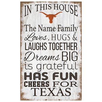Texas Longhorns Personalized 11" x 19" In This House Sign