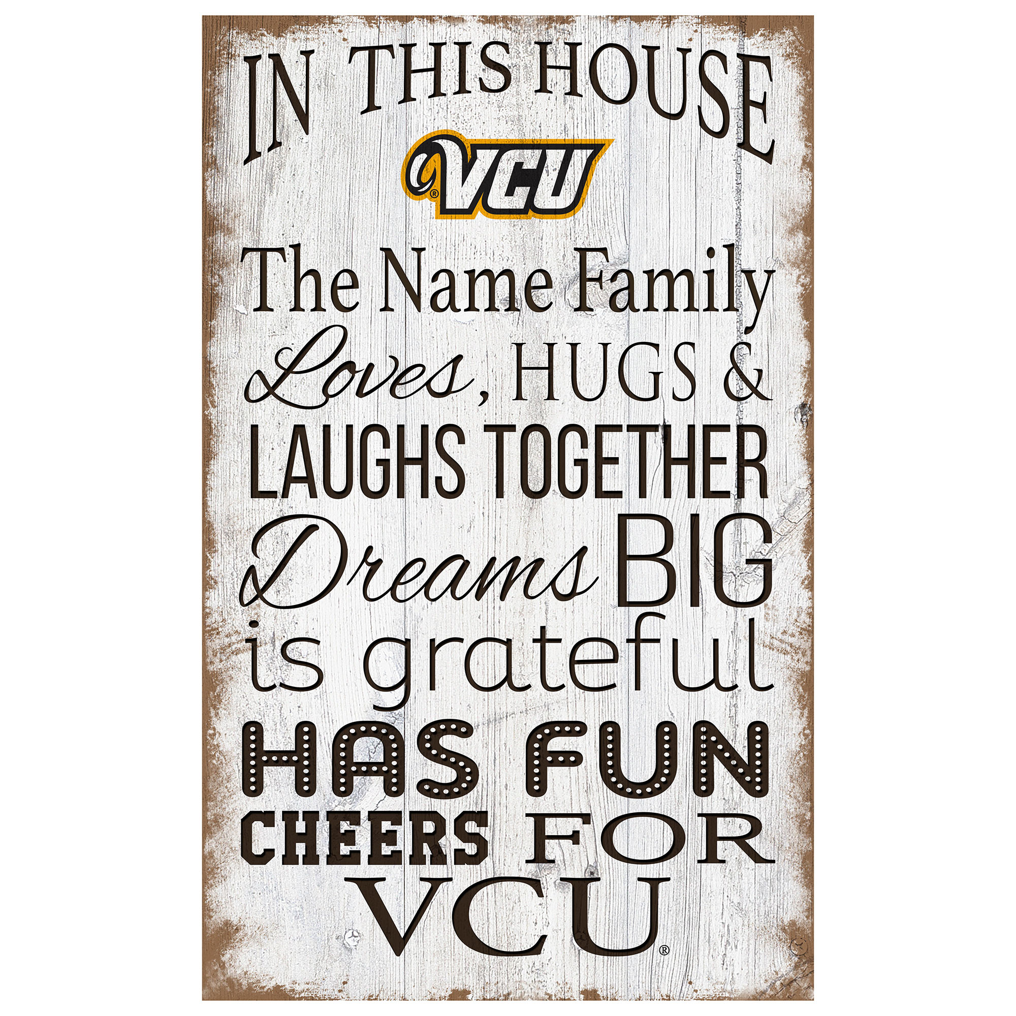 VCU Rams Personalized 11" x 19" In This House Sign