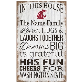 Washington State Cougars Personalized 11" x 19" In This House Sign