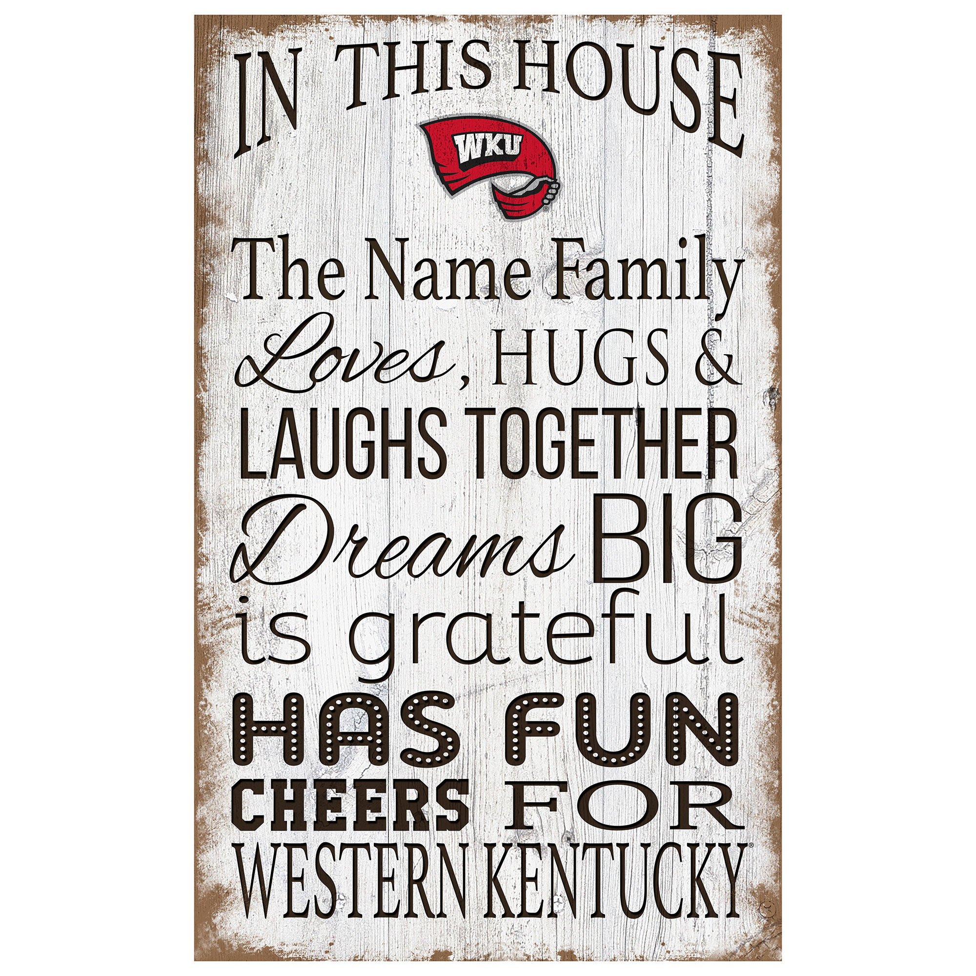 Western Kentucky Hilltoppers Personalized 11" x 19" In This House Sign