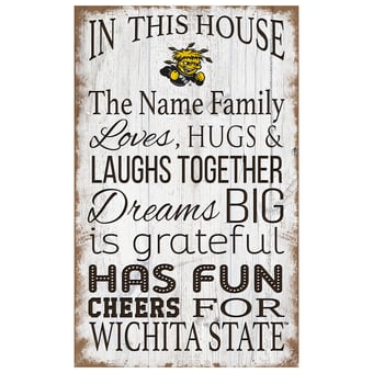 Wichita State Shockers Personalized 11" x 19" In This House Sign