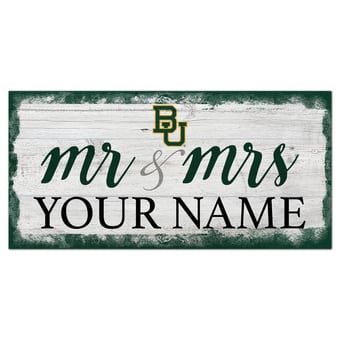 Baylor Bears 6" x 12" Personalized Mr. & Mrs. Script Sign