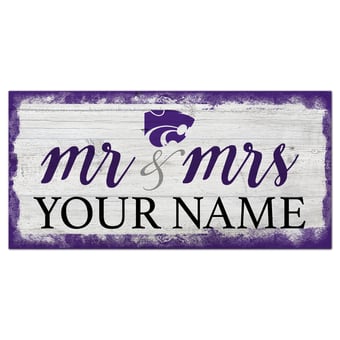 Kansas State Wildcats 6" x 12" Personalized Mr. & Mrs. Script Sign