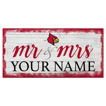 Louisville Cardinals 6" x 12" Personalized Mr. & Mrs. Script Sign