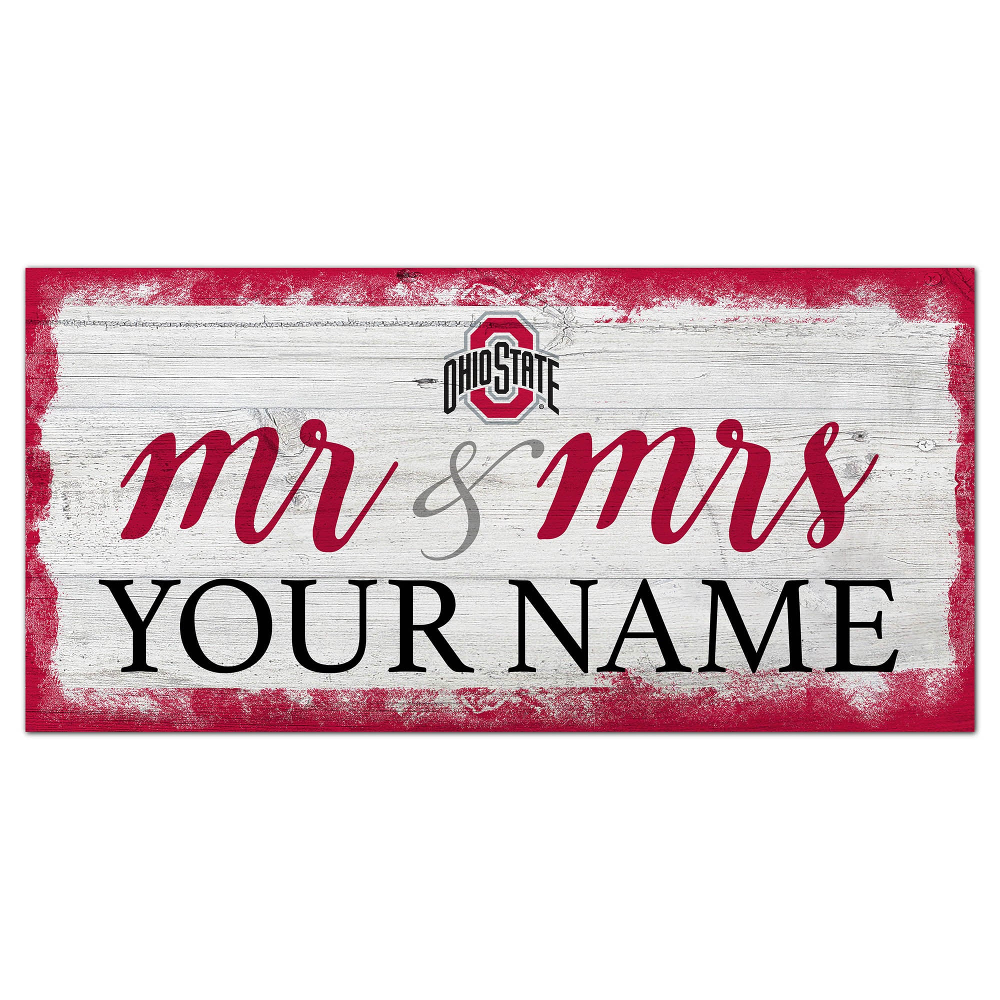 Ohio State Buckeyes 6" x 12" Personalized Mr. & Mrs. Script Sign